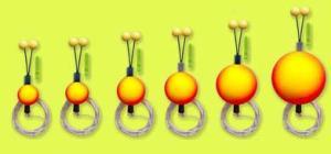 Číhátko odpadávací s kuličkami Bubeník 26mm žluto/oranžové