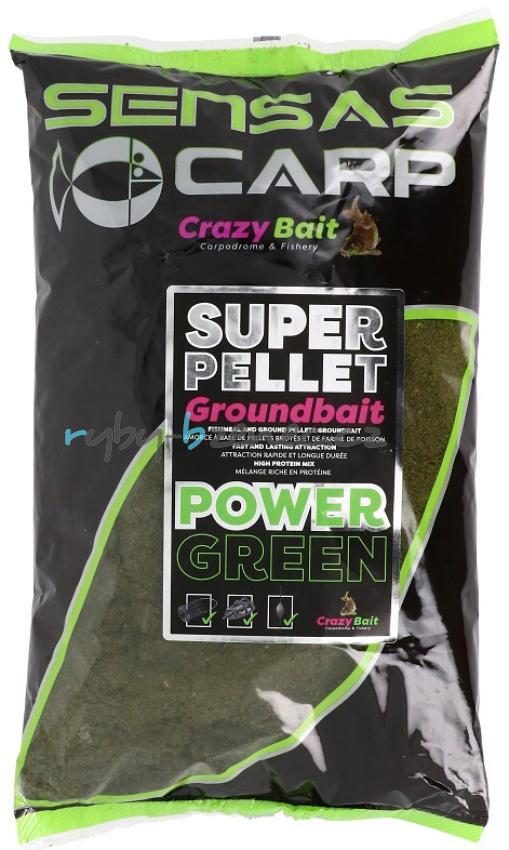 Sensas Krmítková směs Super Pellet Grounbait Power Green (česnek) 1kg